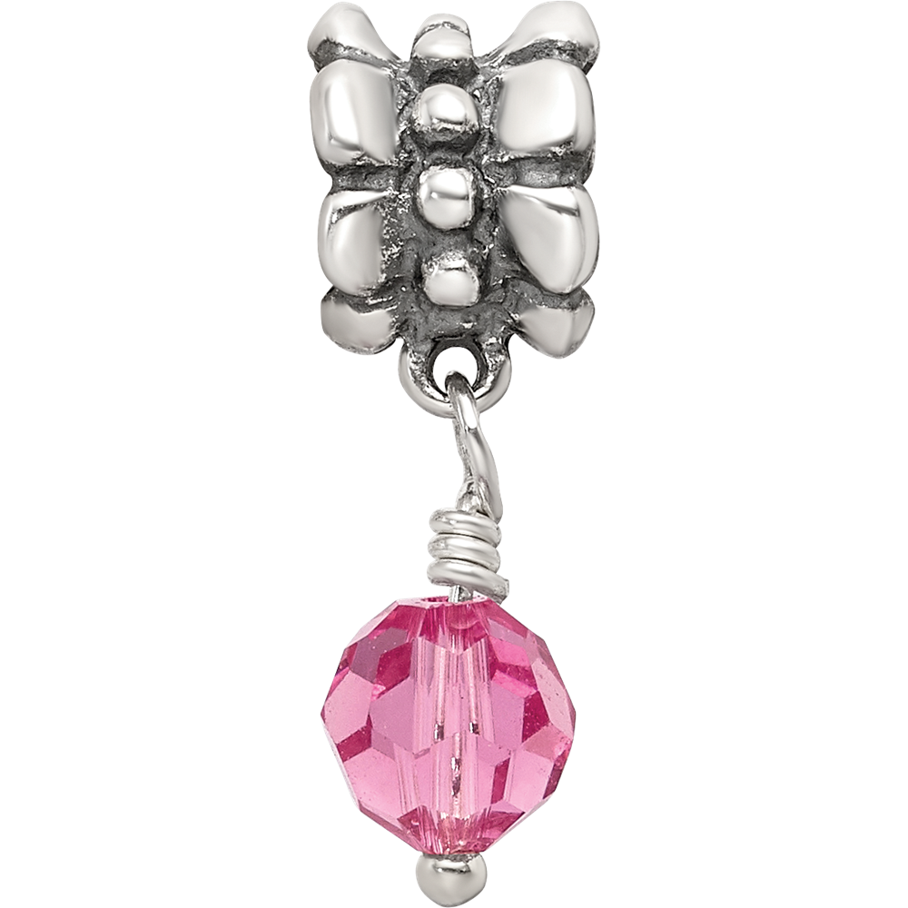 Sterling Silver Reflections Pink Preciosa Crystal Dangle Bead