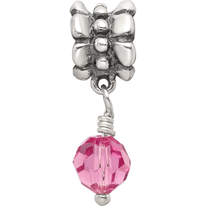 Sterling Silver Reflections Pink Preciosa Crystal Dangle Bead