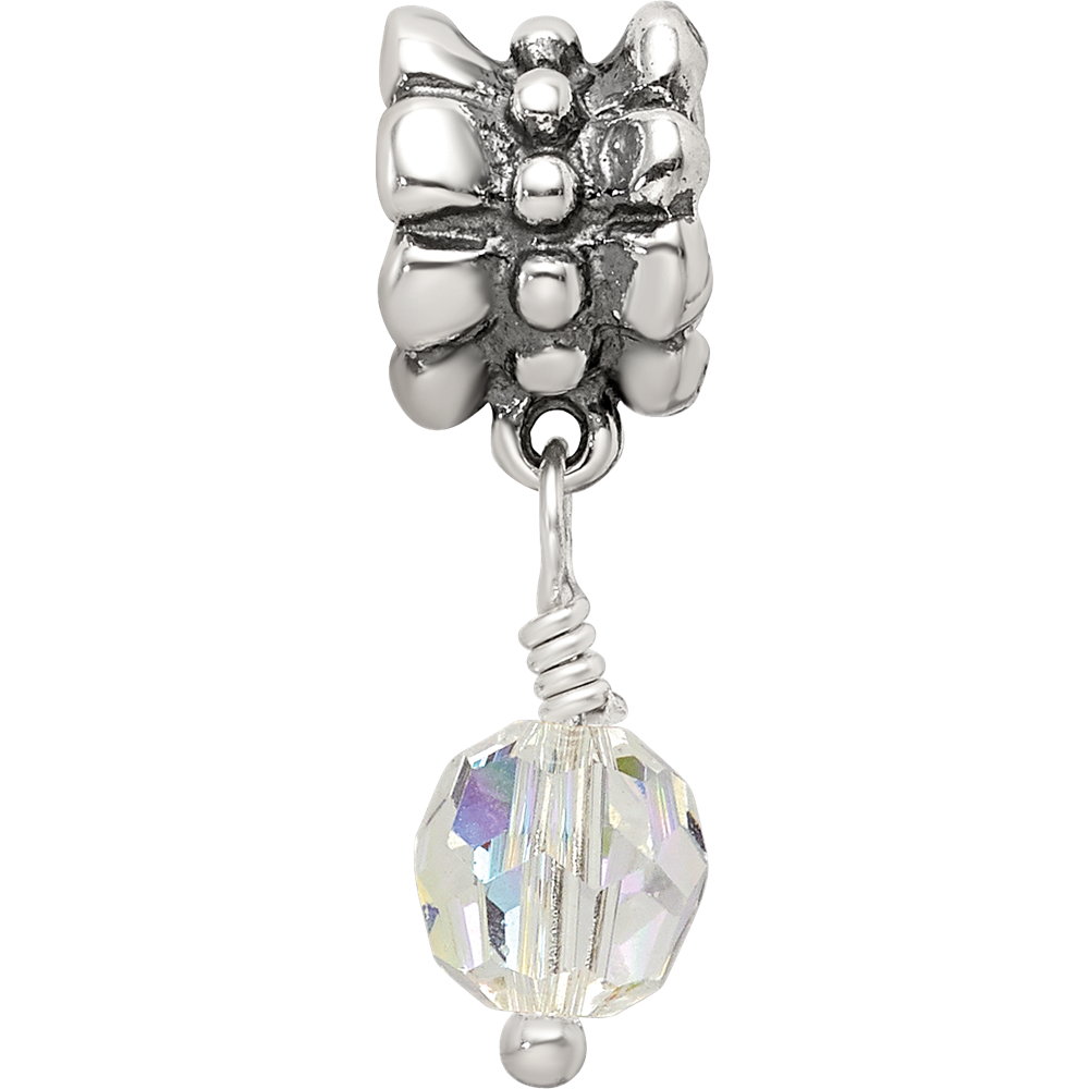 Sterling Silver Reflections Clear Preciosa Crystal Dangle Bead