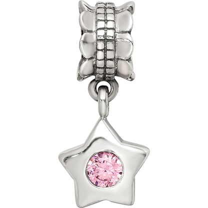 Sterling Silver Reflections Pink CZ Star Dangle Bead