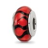 Sterling Silver Reflections Red/Black Hand-blown Glass Bead