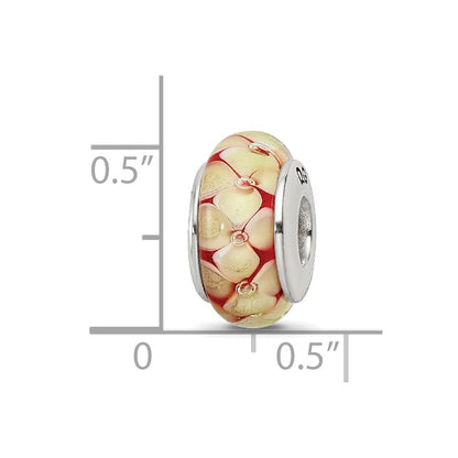 Sterling Silver Reflections Yellow Floral Hand-blown Glass Bead
