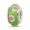 Sterling Silver Reflections Green/Pink Hand-blown Glass Bead