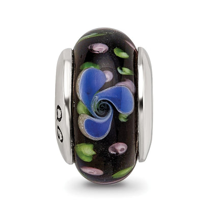 Sterling Silver Reflections Blue Hand-blown Glass Bead