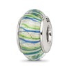 Sterling Silver Reflections Blue/Green Hand-blown Glass Bead