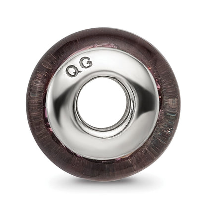 Sterling Silver Reflections Black/Pink Hand-blown Glass Bead