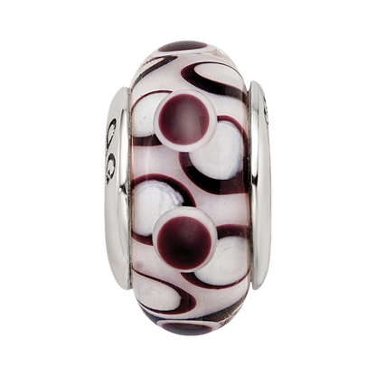 Sterling Silver Reflections Black Hand-blown Glass Bead