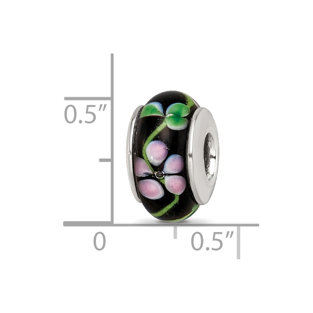 Sterling Silver Reflections Black/Red Hand-blown Glass Bead