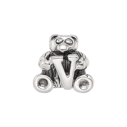 Sterling Silver Reflections Kids Letter V Bead