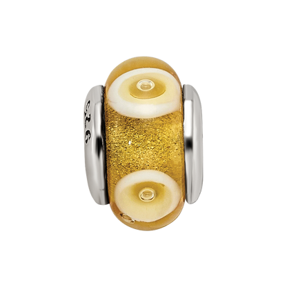 Sterling Silver Reflections Kids Yellow Hand-blown Glass Bead