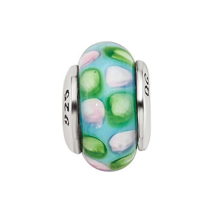 Sterling Silver Reflections Kids Blue Hand-blown Glass Bead