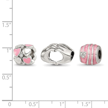 Sterling Silver Reflections Hearts of Love Boxed Bead Set