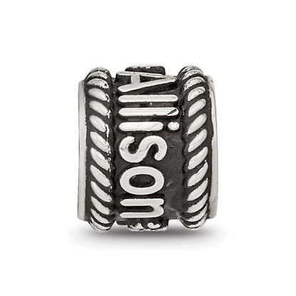 Sterling Silver Reflection Rope Boarder and Flowers Personalized Bead