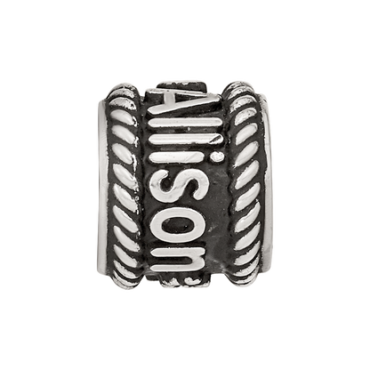 Sterling Silver Reflection Rope Boarder and Flowers Personalized Bead