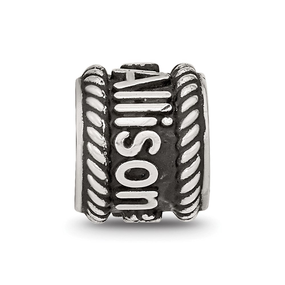 Sterling Silver Reflection Rope Boarder and Flowers Personalized Bead