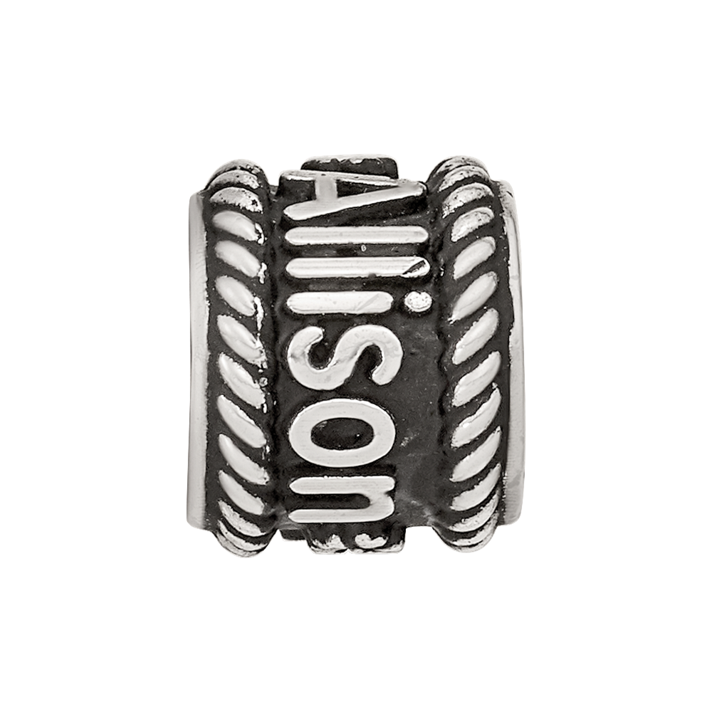 Sterling Silver Reflection Rope Boarder and Flowers Personalized Bead