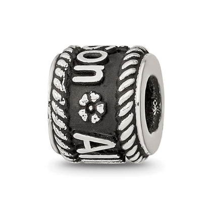 Sterling Silver Reflection Rope Boarder and Flowers Personalized Bead