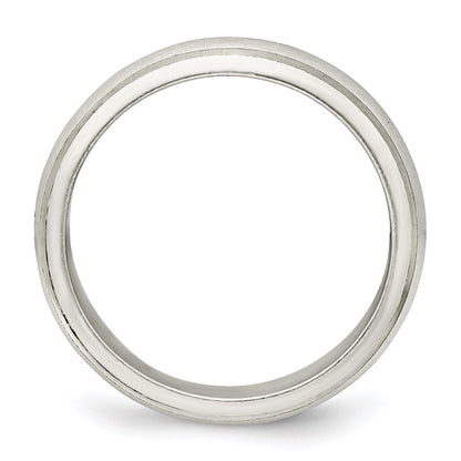 Sterling Silver 5mm Satin Half Round with Edge Lines Size 7 Band