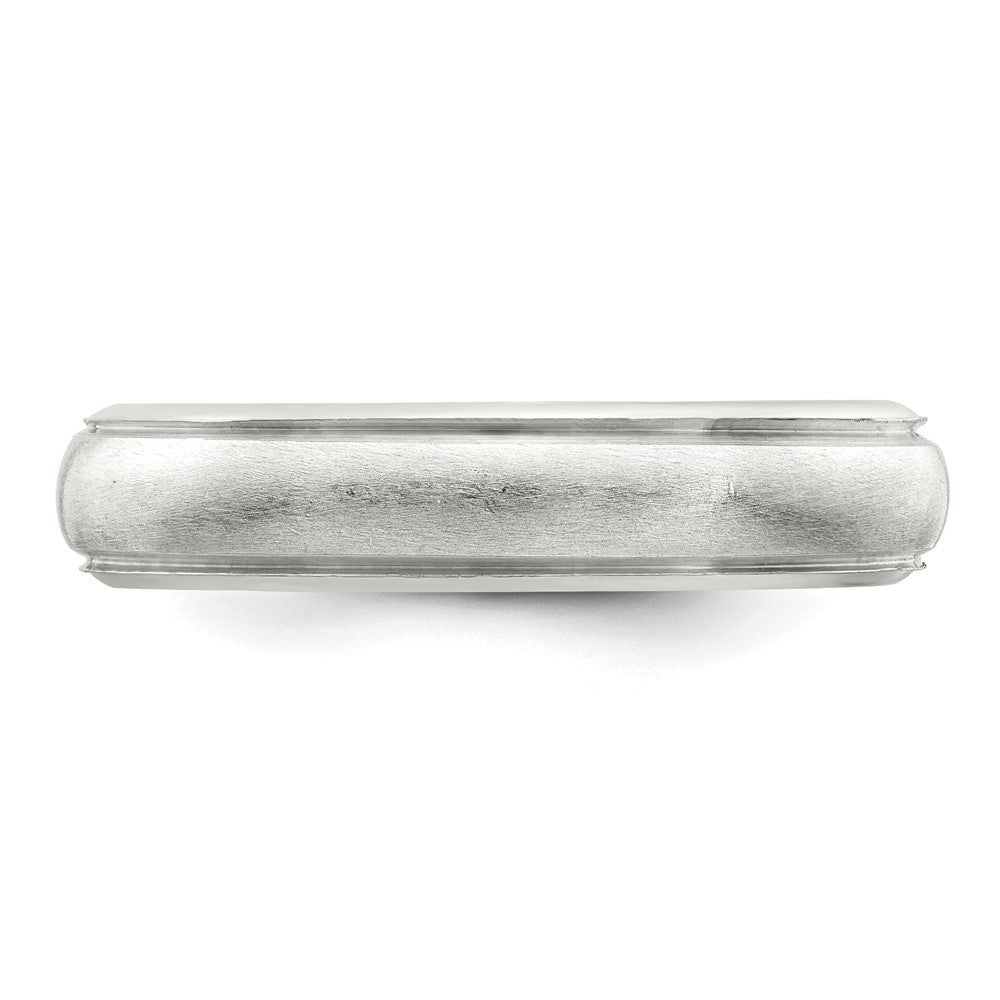Sterling Silver 5mm Satin Half Round with Edge Lines Size 7 Band
