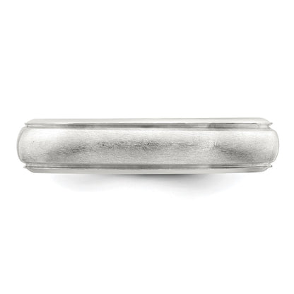 Sterling Silver 5mm Satin Half Round with Edge Lines Size 7 Band