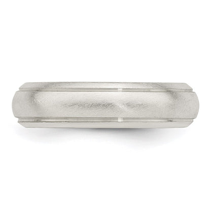 Sterling Silver 5mm Satin Half Round with Edge Lines Size 7 Band