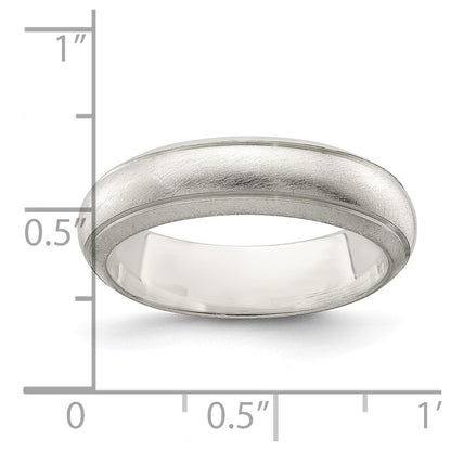 Sterling Silver 5mm Satin Half Round with Edge Lines Size 7 Band