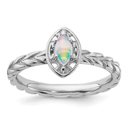 Sterling Silver Stackable Expressions Created Opal Ring