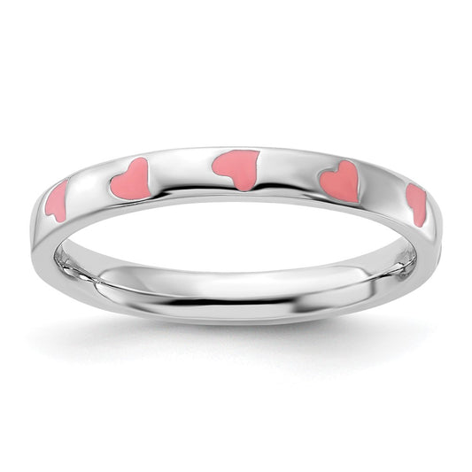 Sterling Silver Stackable Expressions Pink Enameled Ring