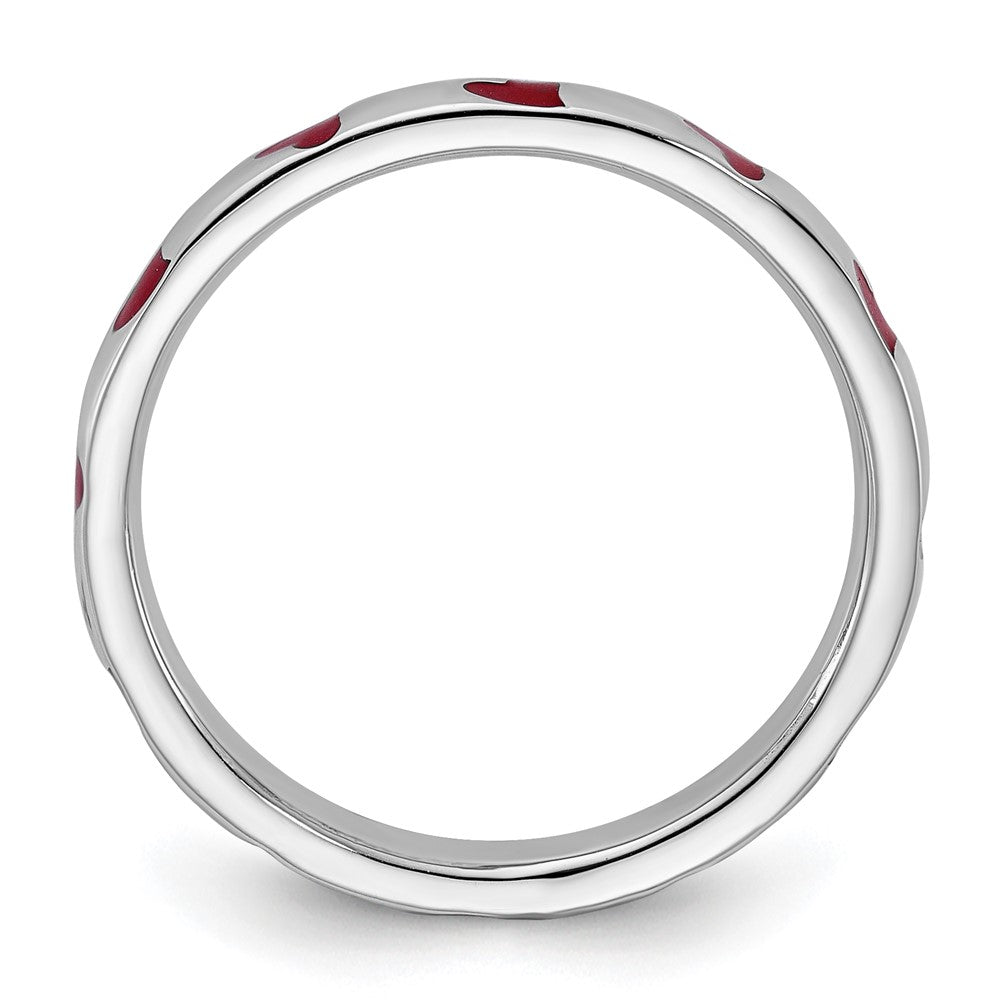 Sterling Silver Stackable Expressions Red Enameled Ring