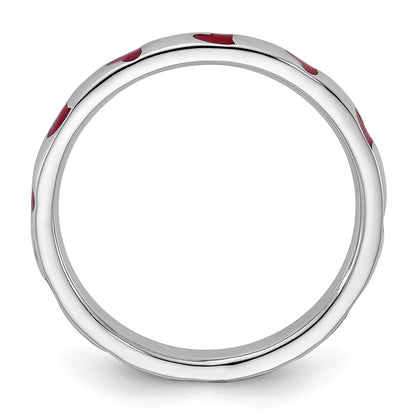 Sterling Silver Stackable Expressions Red Enameled Ring