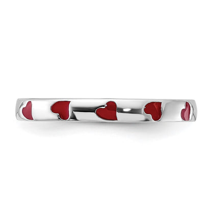 Sterling Silver Stackable Expressions Red Enameled Ring