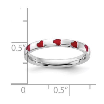 Sterling Silver Stackable Expressions Red Enameled Ring