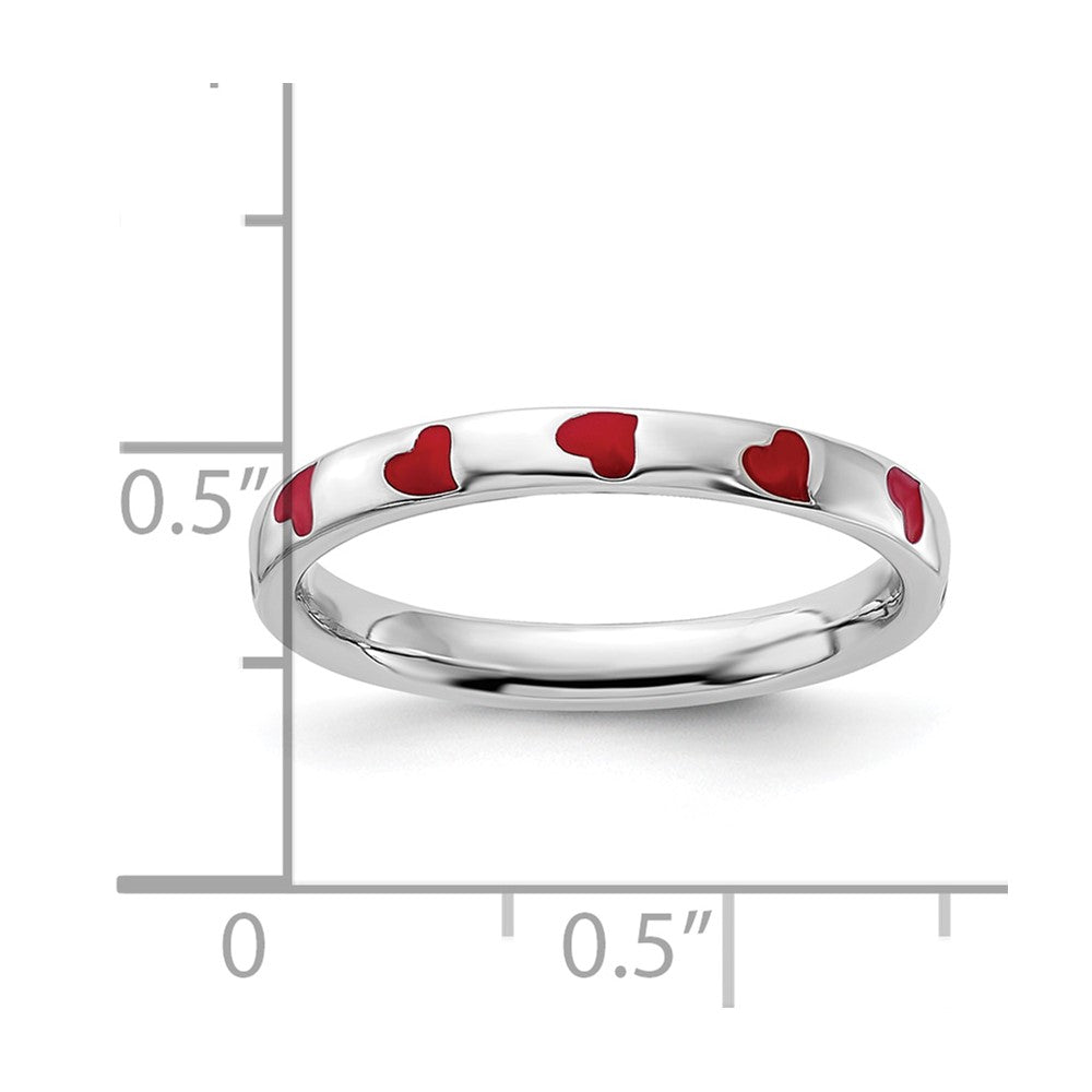 Sterling Silver Stackable Expressions Red Enameled Ring