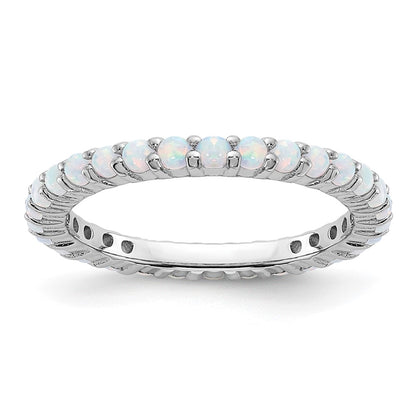 Sterling Silver Stackable Expressions Created Opal Ring