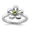 Sterling Silver Stackable Expressions Polished Peridot Flower Ring