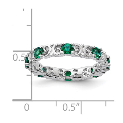 Sterling Silver Stackable Expressions Created Emerald Ring