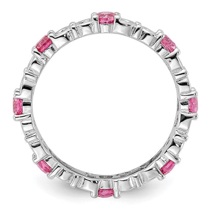 Sterling Silver Stackable Expressions Created Pink Sapphire Ring