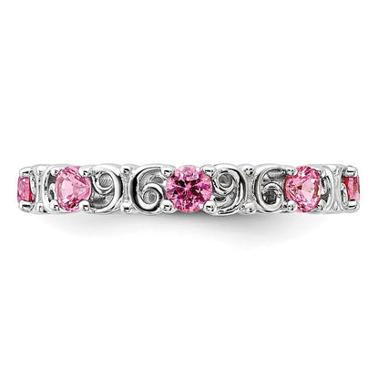 Sterling Silver Stackable Expressions Created Pink Sapphire Ring