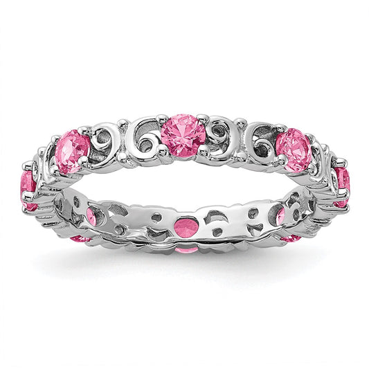 Sterling Silver Stackable Expressions Created Pink Sapphire Ring