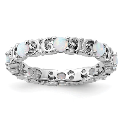 Sterling Silver Stackable Expressions Created Opal Ring