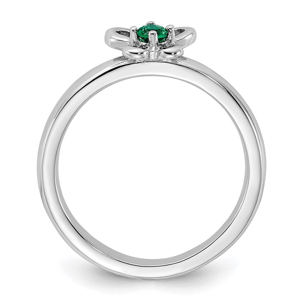 Sterling Silver Stackable Expressions Created Emerald Ring