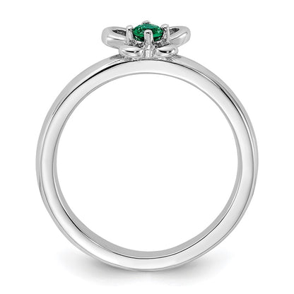 Sterling Silver Stackable Expressions Created Emerald Ring
