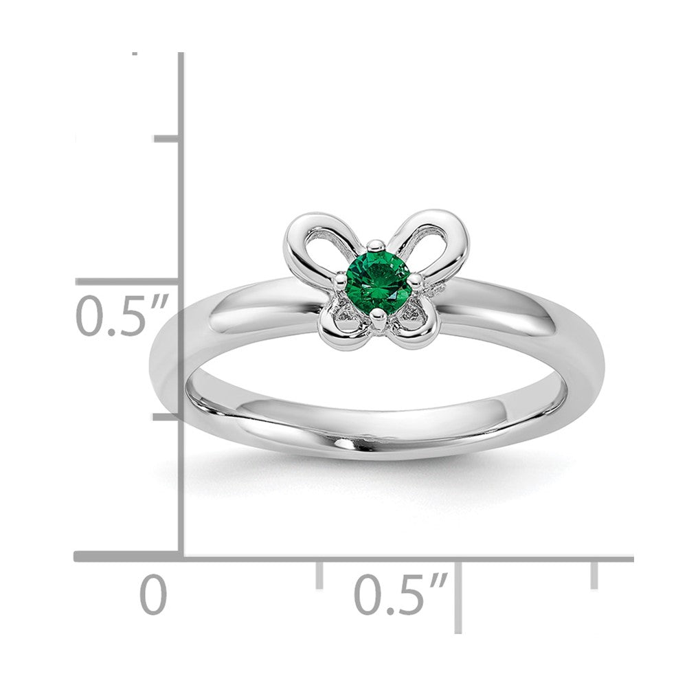 Sterling Silver Stackable Expressions Created Emerald Ring