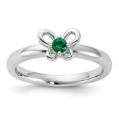 Sterling Silver Stackable Expressions Created Emerald Ring