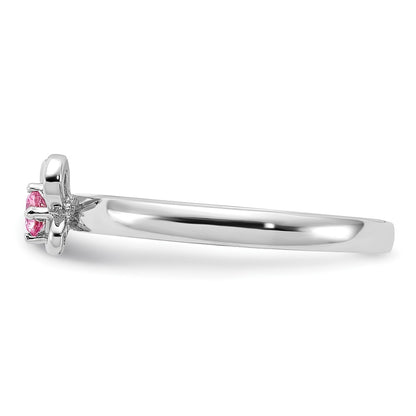 Sterling Silver Stackable Expressions Created Pink Sapphire Ring
