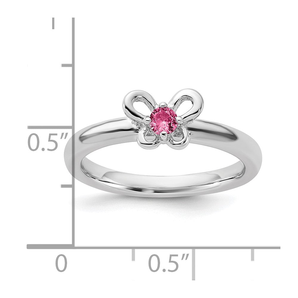 Sterling Silver Stackable Expressions Created Pink Sapphire Ring