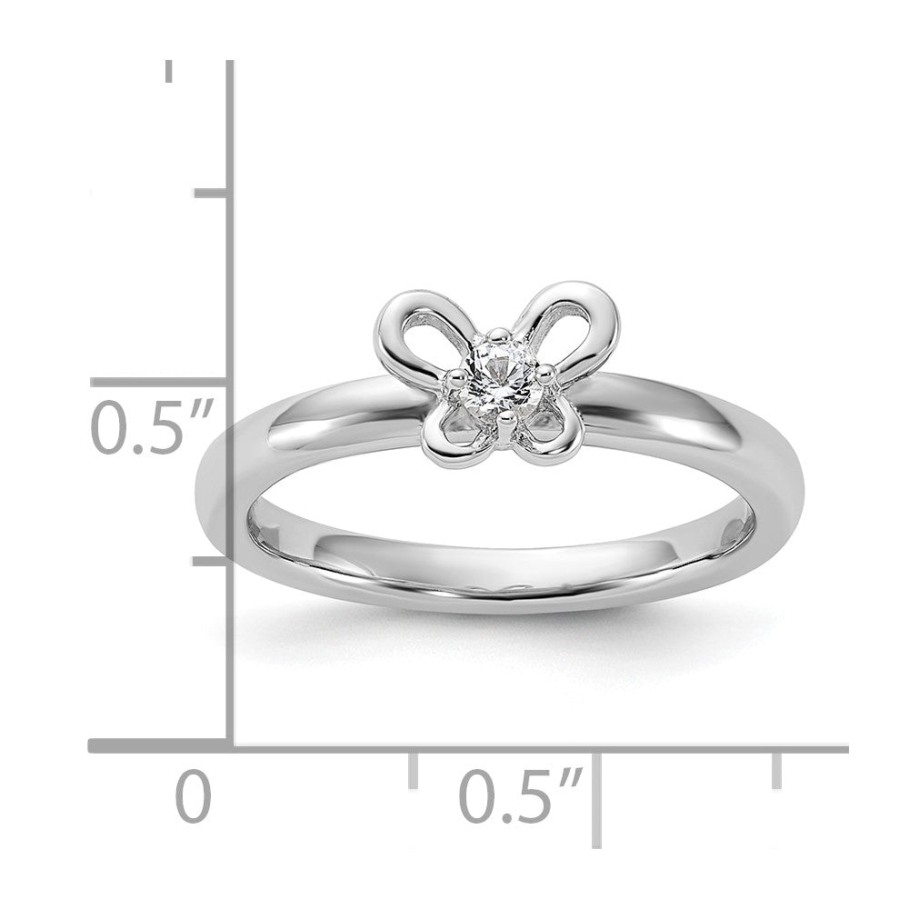 Sterling Silver Stackable Expressions Created White Sapphire Ring