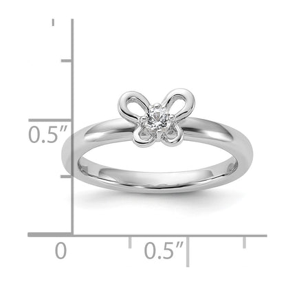 Sterling Silver Stackable Expressions Created White Sapphire Ring
