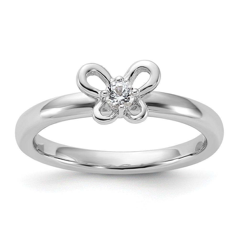 Sterling Silver Stackable Expressions Created White Sapphire Ring