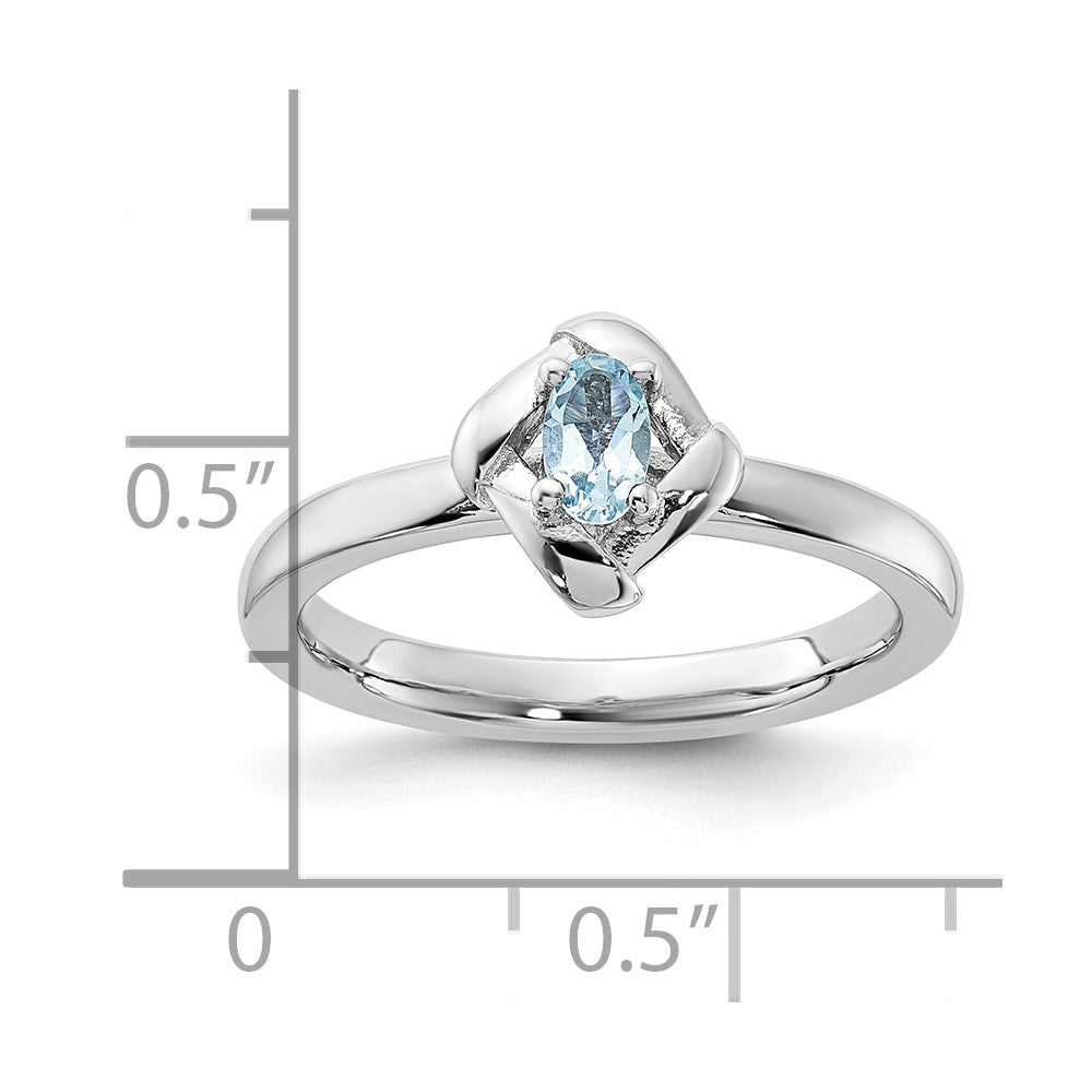 Sterling Silver Stackable Expressions Aquamarine Ring